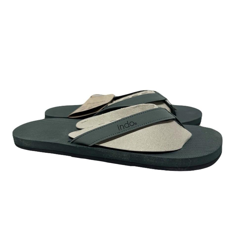NEW Indosoles Mens Size 10-11 All Terrain Waterproof Vegan Flip Flops Leaf Green - Picture 3 of 9